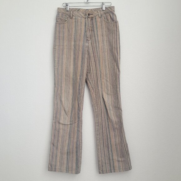 Vintage Y2k Boton Neutral Striped Straight Leg Jeans Size 27" Boho Preppy - Picture 1 of 10